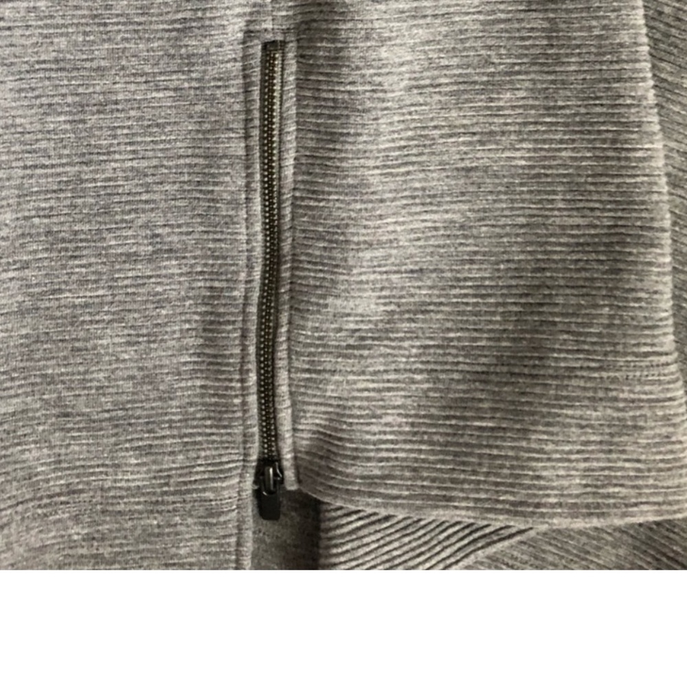 Banana Republic Sleeveless Turtleneck Ribbed Midi Dress Side Slit Zipper Grey LG - Picture 6 of 12